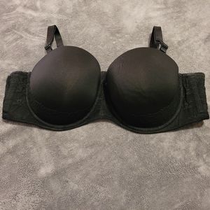 BLACK MICROFIBER & LACE PUSH-UP MULTIWAY STRAPLESS